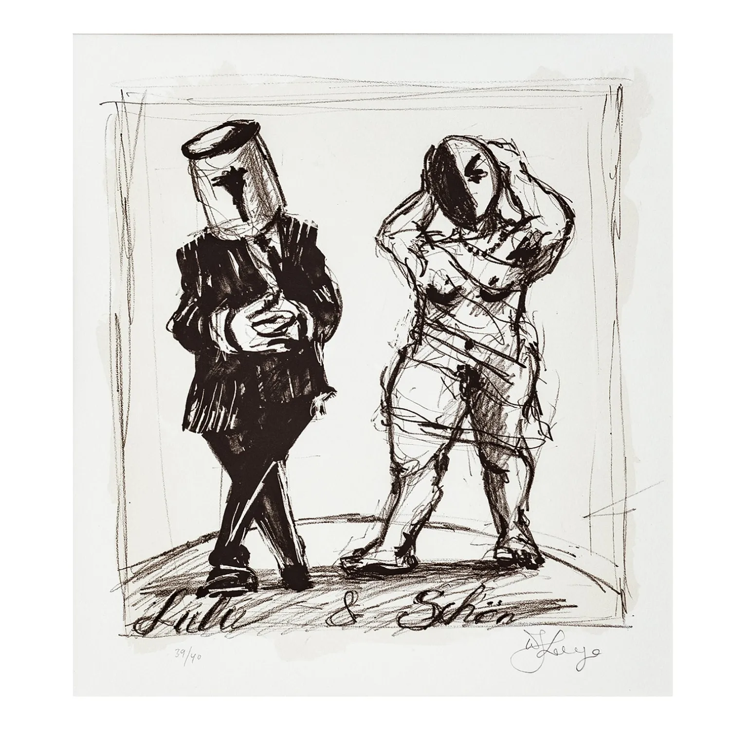 William Kentridge litografi – Lulu & Schön (2018)
